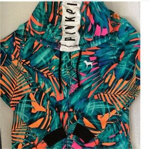 Victoria’s Secret PINK Tropical Palm Hoodie Sports Bra Leggings Set L